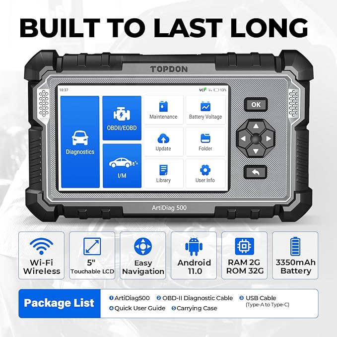 OBD2 Scanner TOPDON AD500, Oil SAS Throttle TPMS BMS EPB Reset, Engine ABS SRS