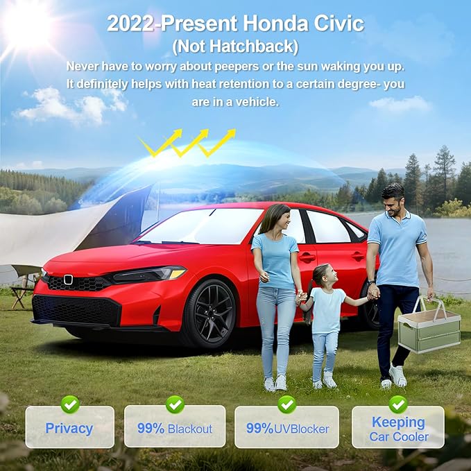 8pcs Car Window Shades for Honda Civic2022-Present Accessories, Windshield Side