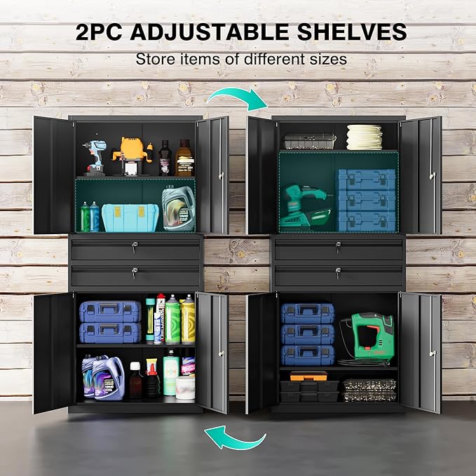 Metal Storage Cabinet with Drawer and Locks