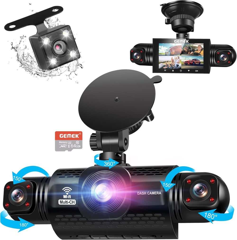360 Degree View 4 Channel Dash Cam 5G WiFi & App Control, GEMEK 2K Front ...