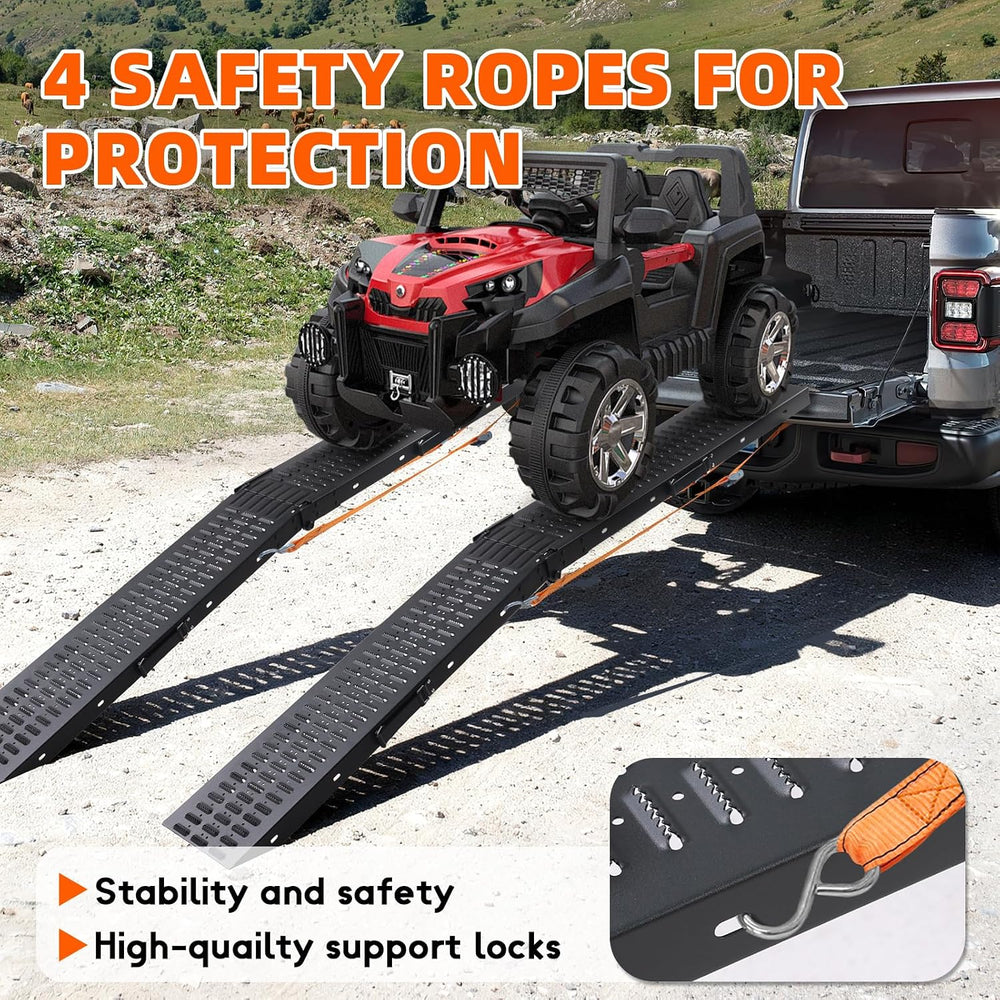 72.5" Heavy Duty Folding Loading Ramps with Sandblasted Finish, 1500lb C...