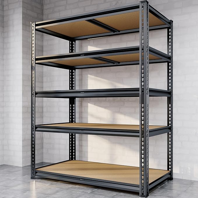 72"H Storage Shelves heavy duty, 2000LBS Garage Shelving, 5 Tier Metal S...