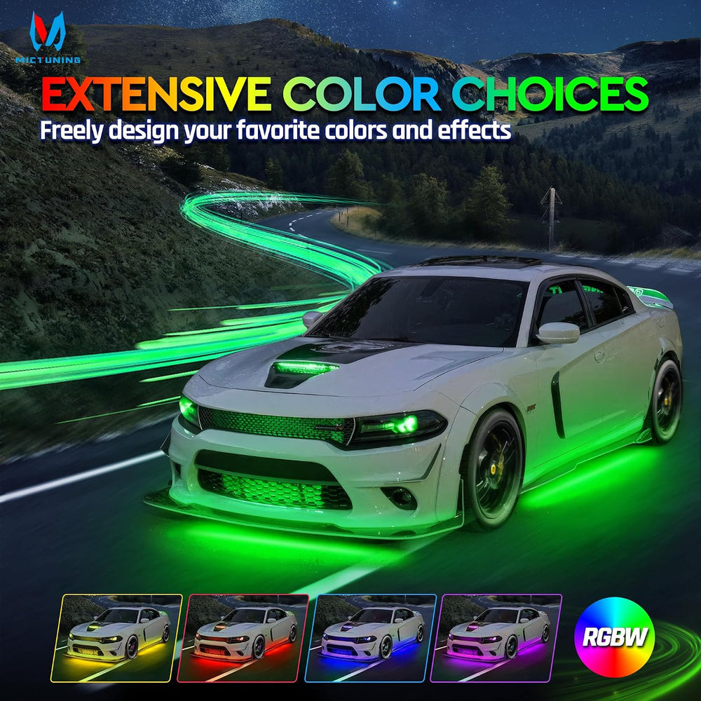 MICTUNING N8 Aluminum RGBW Car Underglow Light Kit with APP & Remote Cont...