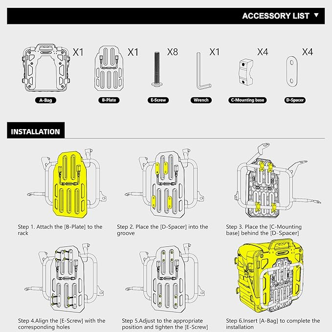Rhinowalk Motorcycle Saddlebag 35L Waterproof, Quick Release Motorbike Side Bag