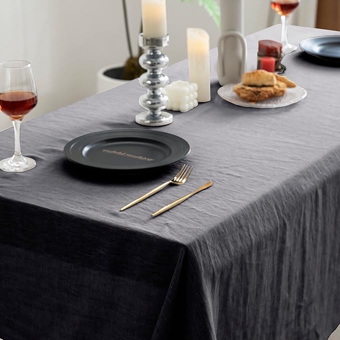 EVERLY 100% Pure Linen Rectangle Tablecloths 60x120Inches for Dining,Buffet P...