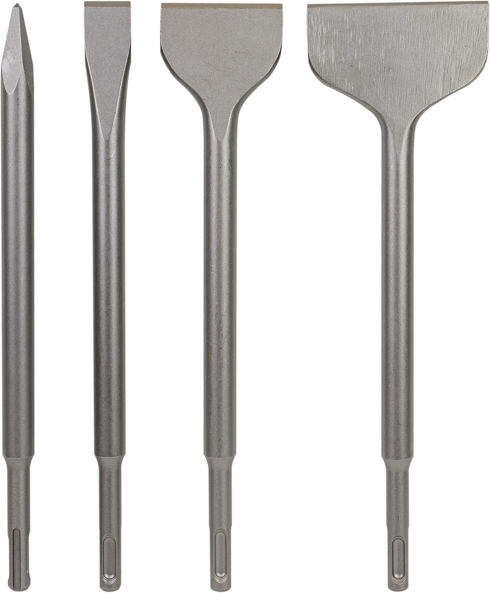 SDS Plus 4-Piece Chisel Set, Thinset Scraping Bit 3” x 10” Thinset Scaling Ch...