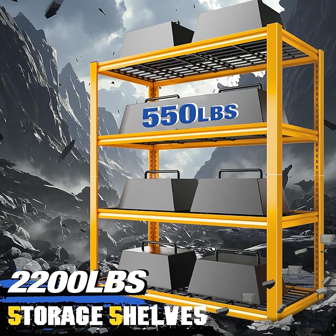 REIBII 40" W Garage Shelving Heavy Duty Metal Shelving 2200LBS Storage S...