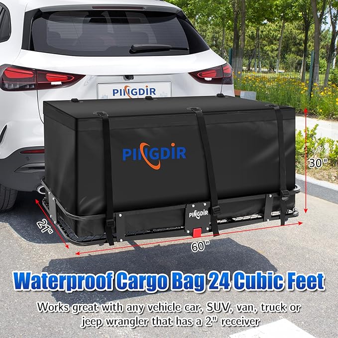 Folding Hitch Mount Cargo Carrier Hitch Rack Basket 60"*21.5"*6&quo...