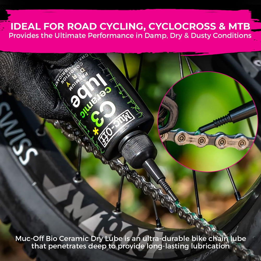 Muc-Off C3 Dry Weather Ceramic Lube 120ml (Pack of 2) with Microfiber Cloth |...