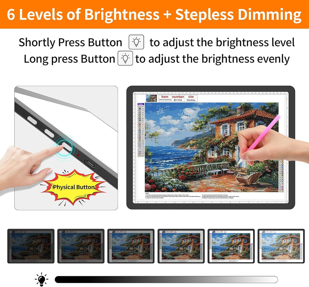 TOHETO Rechargeable A4 Light Pad for Diamond Painting, Ultra Bright Tracing L...