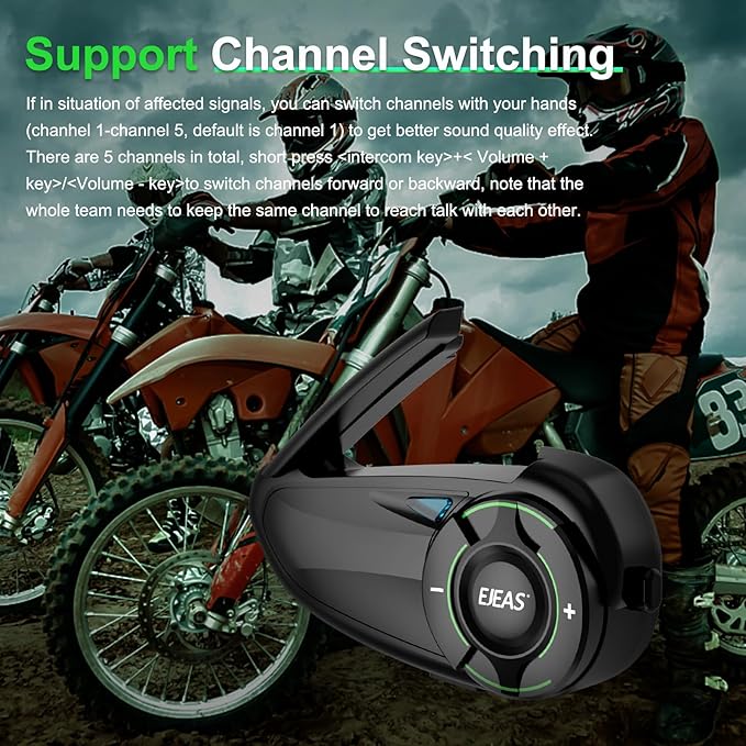 SolaMr Q8 Motorcycle Helmet Bluetooth Intercom Headset, 230hours Standby (2 P...