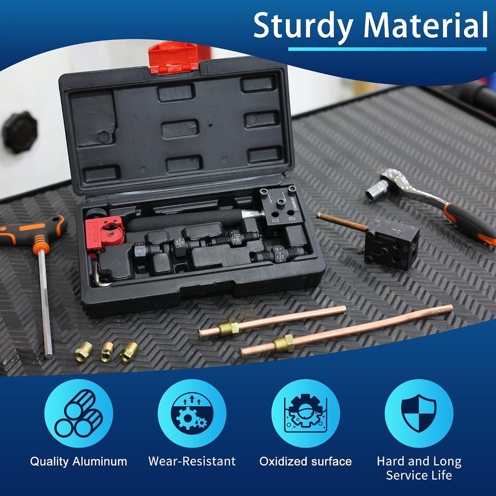 Brake Line Flaring Tool Kit, 3/16" 1/4" SAE Double Flare Tool for B...