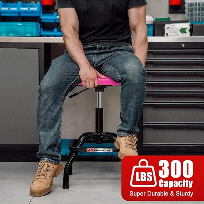 Shop Stool with Backrest, Mechanic Garage Stool