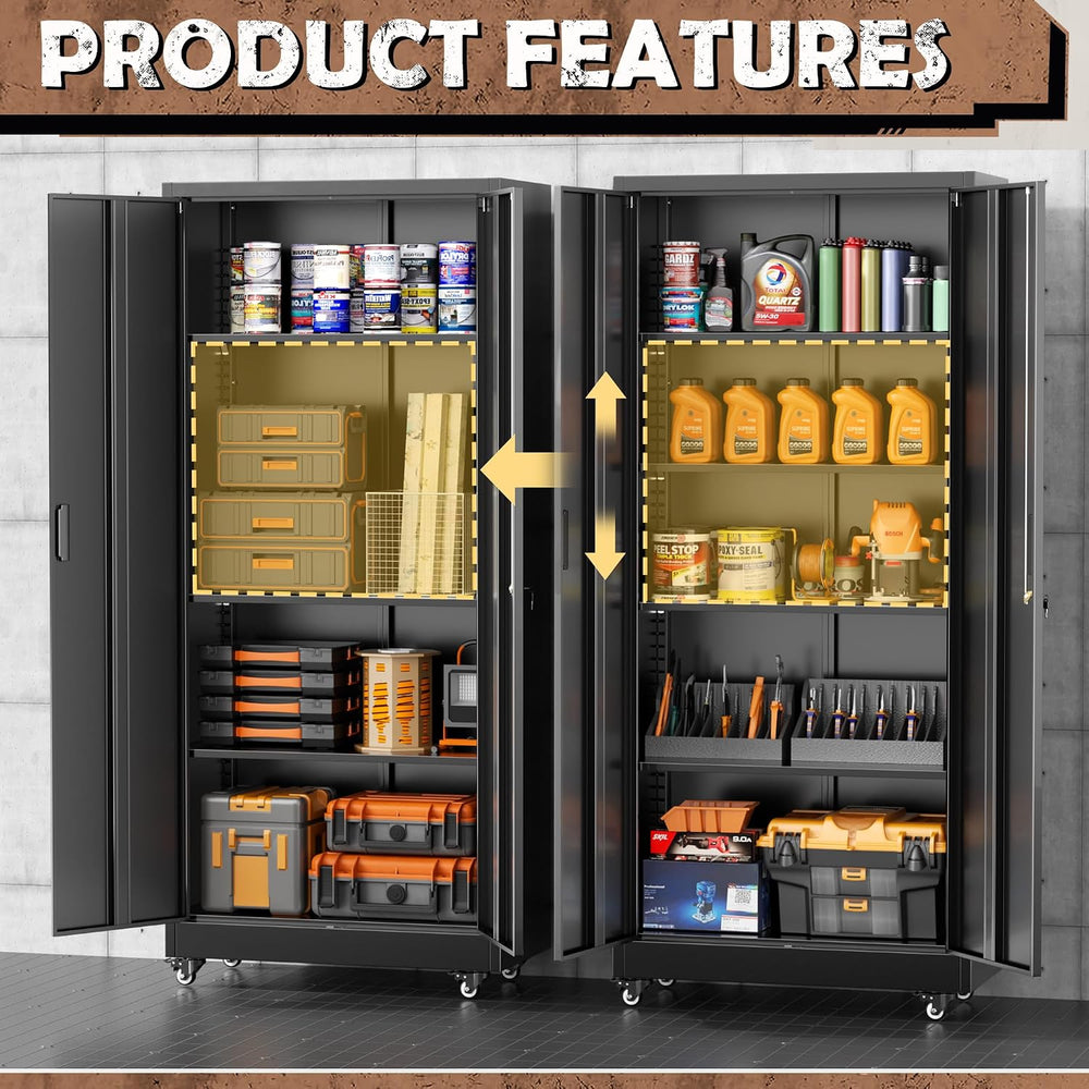 INTERGREAT73 Garage Storage Cabinet with Wheels, Rolling Metal Storage Cabine...