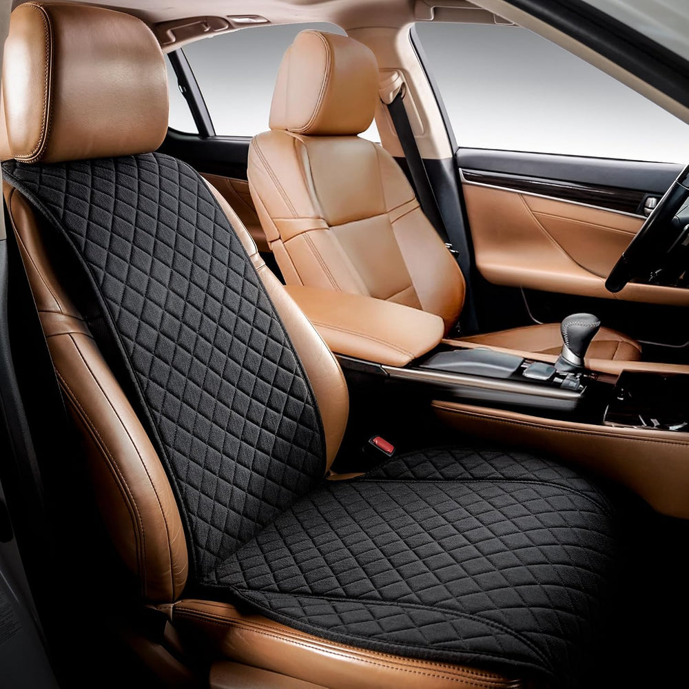 IVICY Faux Linen Front Car Seat Cover, Seat Protector, 1 Unit, Black