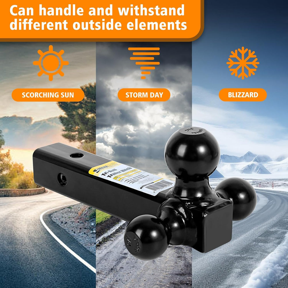MaxxHaul 70270 Trailer Hitch Hollow Shaft Triple Ball Mount - Black