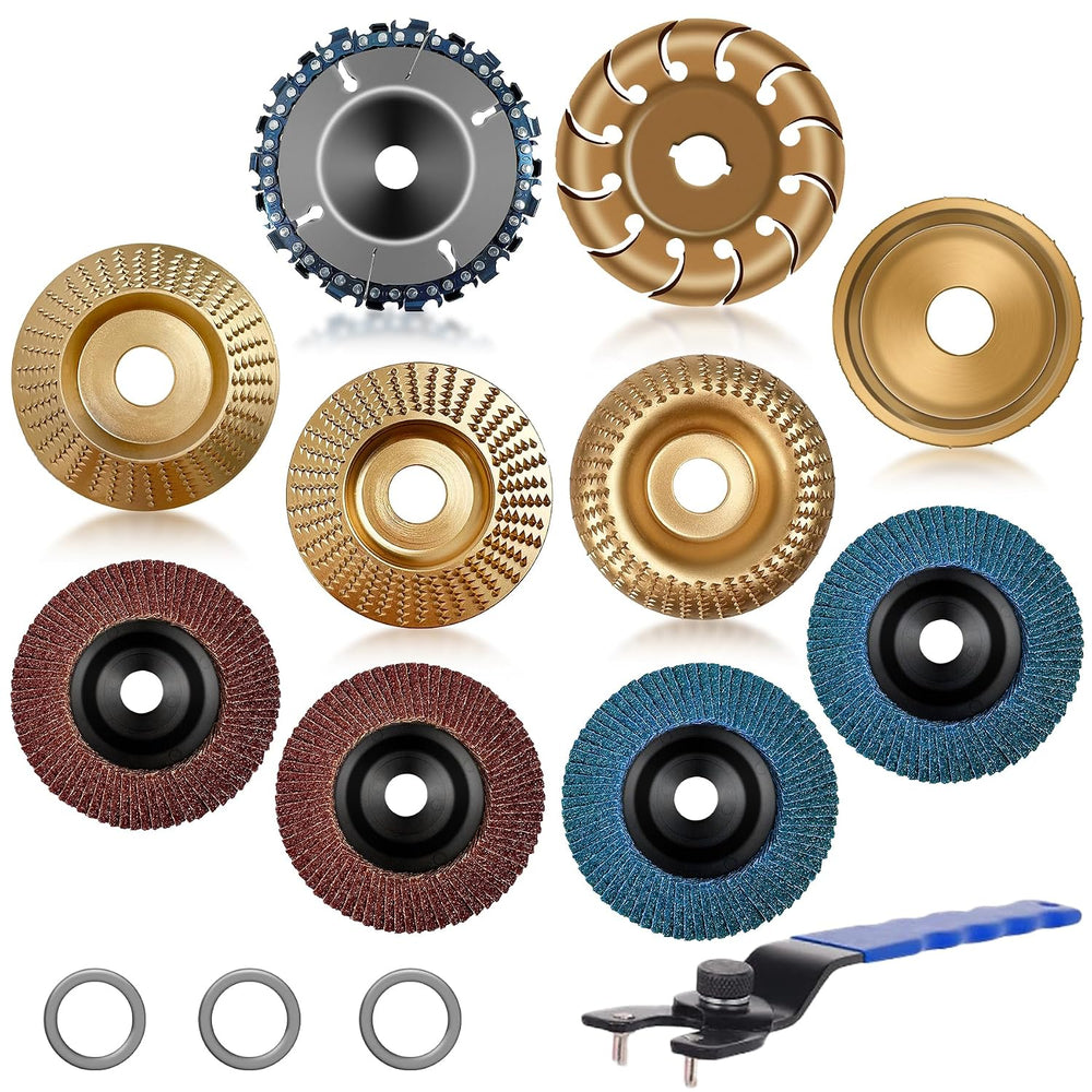 11PCS Wood Carving Disc Set for 4" & 4 1/2" Angle Grinder