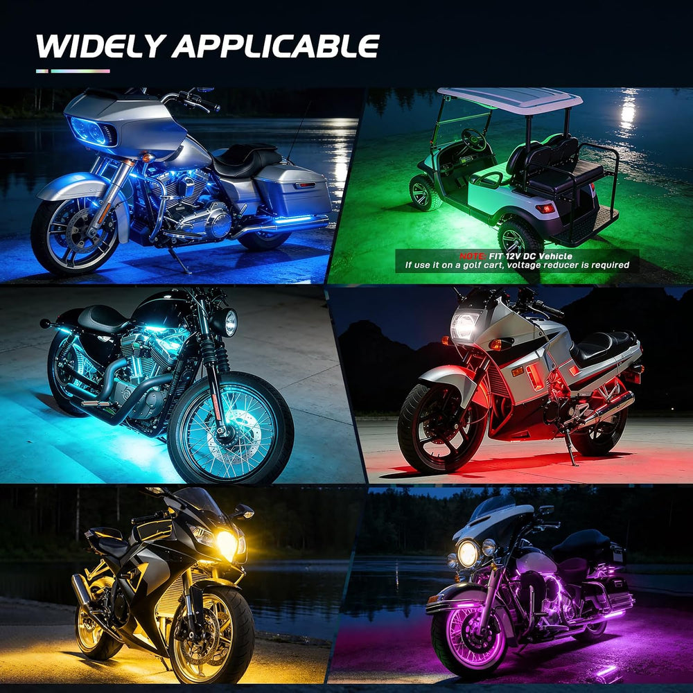 Nilight 8PCS Motorcycle RGB Led Light Kit Waterproof Multi Color Atmosphere N...