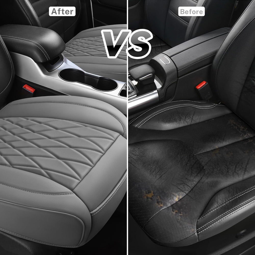 CAR PASS 2 Pack Leather Front Car Seat Covers, Bottom Seat Covers Full Wrappe...