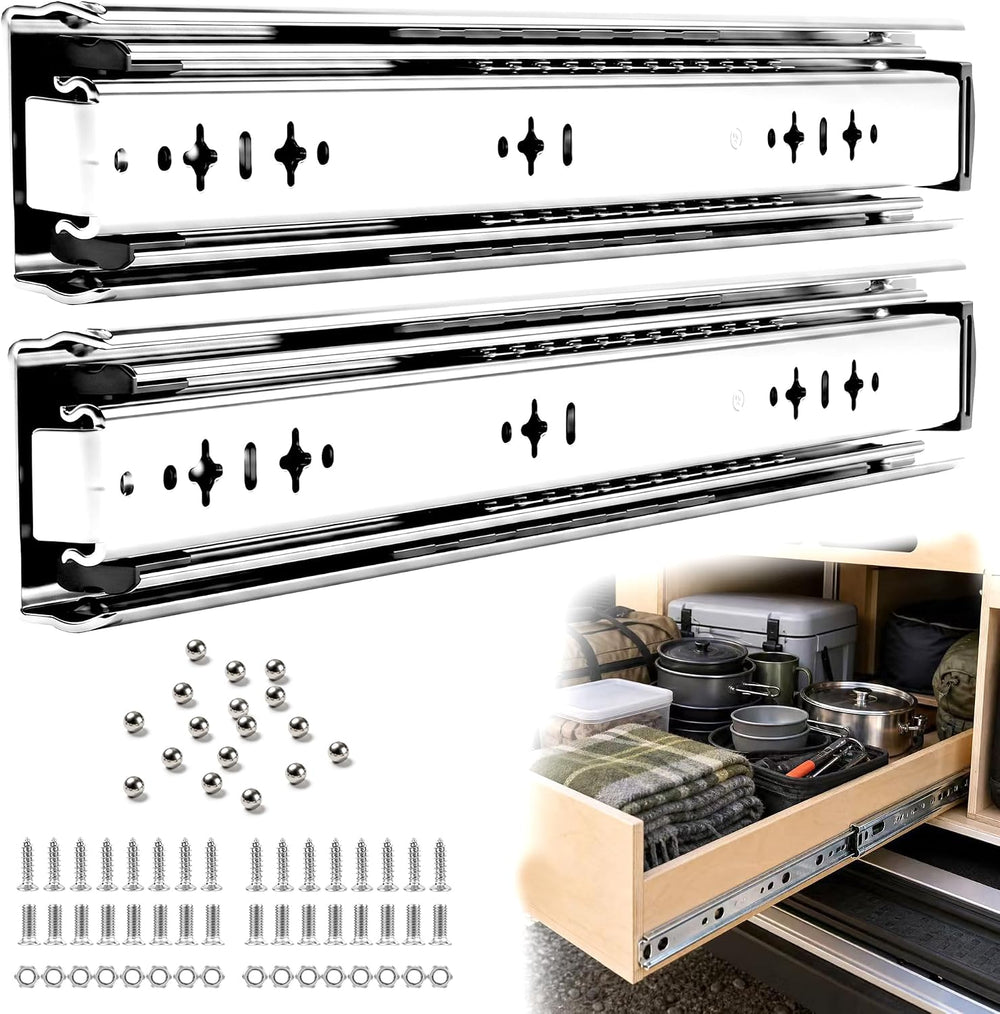 32 Inch Heavy Duty Drawer Slides, Side Mount Full Extension Ball Bearing Draw...