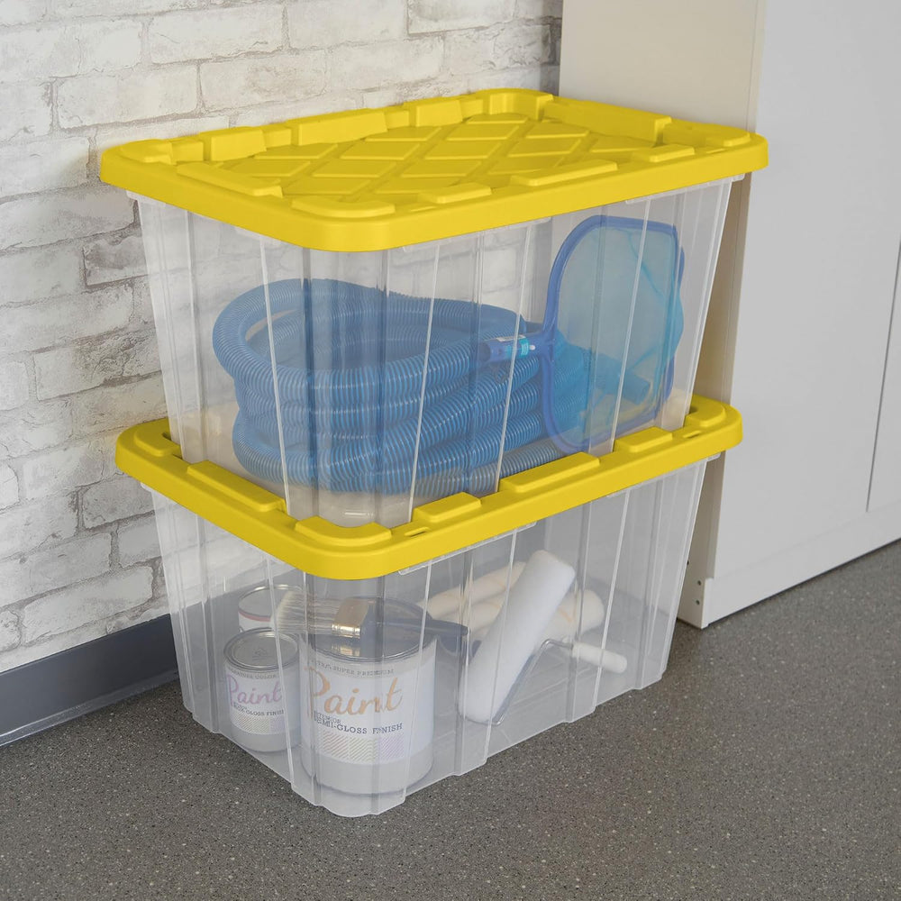 Sterilite Industrial Storage Box with Lids for Garage, 27 Gallon, 4-Pack