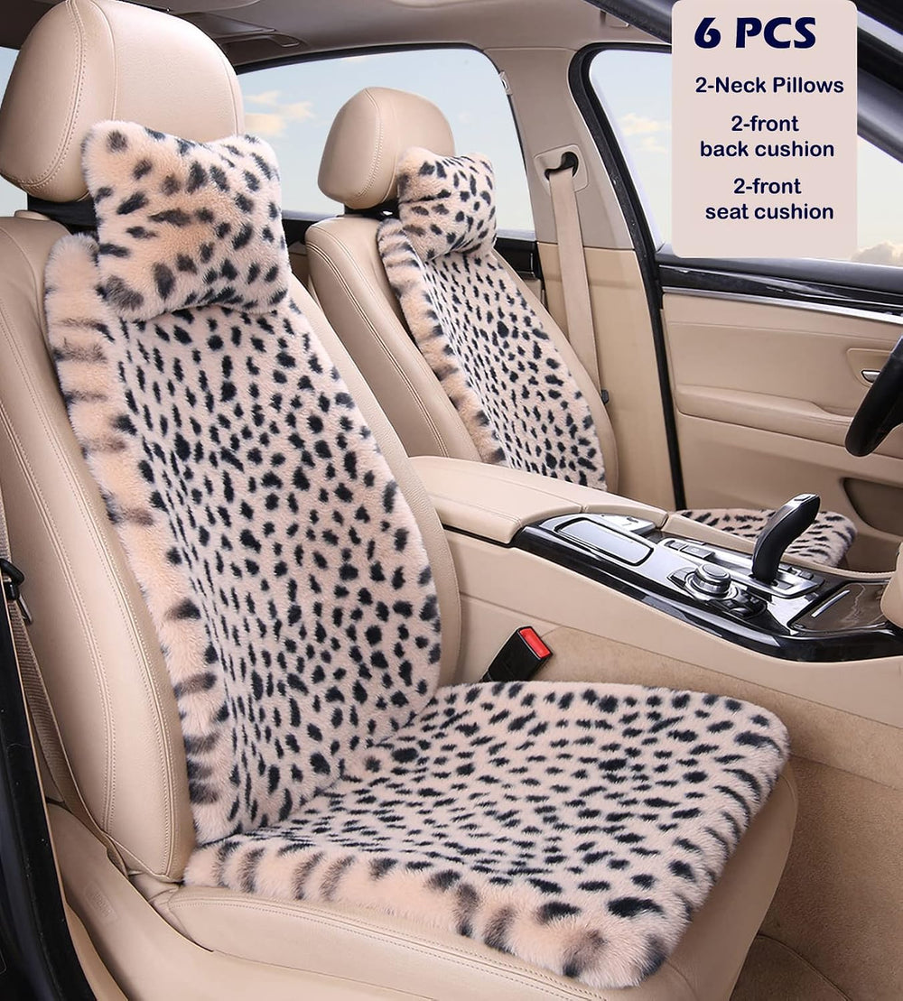 Fluffy Leopard Seat Covers for Cars Front Seat Covers Carseat Front Two Seat ...