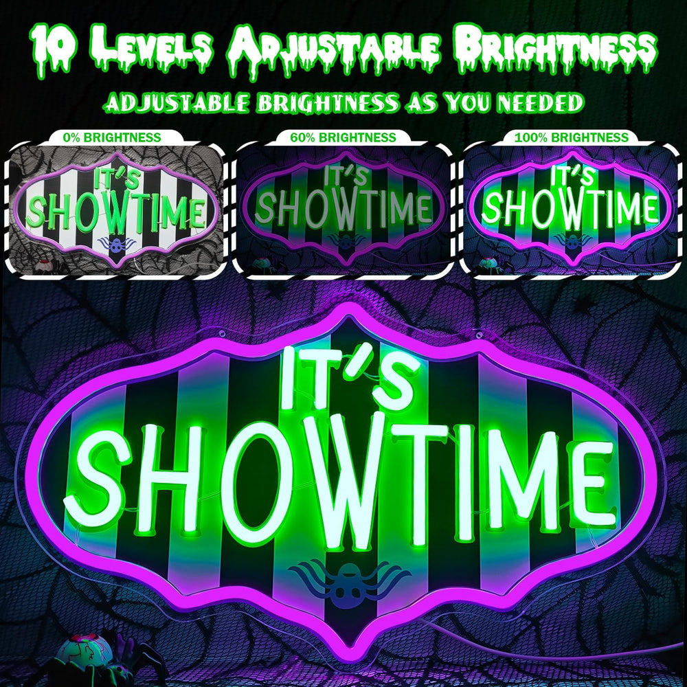 It's Showtime Neon Sign Dimmable Neon Halloween Sign Showtime Led Sign Ho...