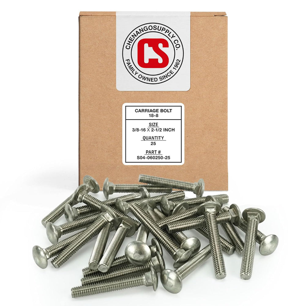 Chenango Supply 3/8-16 x 2-1/2" Stainless Carriage Bolts