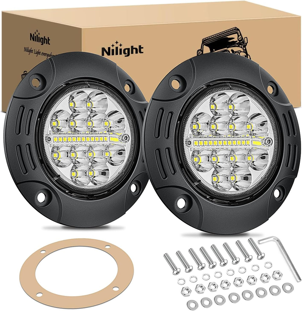 Nilight Flush Mount LED Light Pods 2PCS 5 Inch 36W Upgraded Spot Flood Combo ...