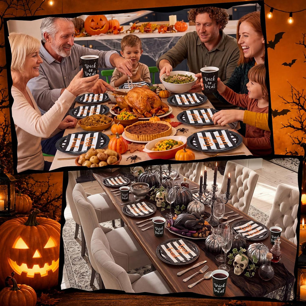 Honeydak 210 Pcs Halloween Trick or Treat Plates and Napkins for 30 Guests