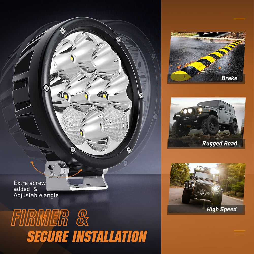 Nilight Pro Series 5.7 Inch Round LED Driving Offroad Light 50W 6500LM
