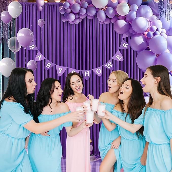 10 x 10 Feet Purple Backdrop Curtain for Partie, Background Curtains for Phot...