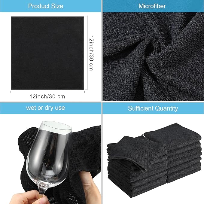 Tenare 100 Pack 12'' x 12'' Microfiber Cleaning Cloths Reusab...