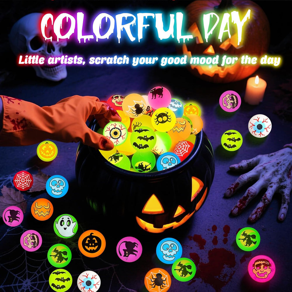 210 PCS Halloween Party Favors, Halloween Glow in The Dark Bouncy Balls