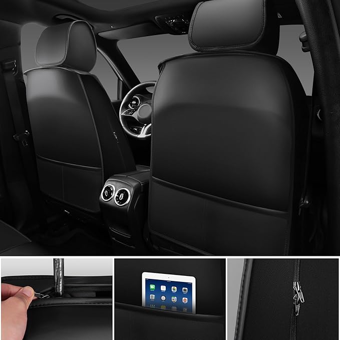 CAR PASS Nappa Leather Car Seat Covers Front Seats, Luxury Seat Protector