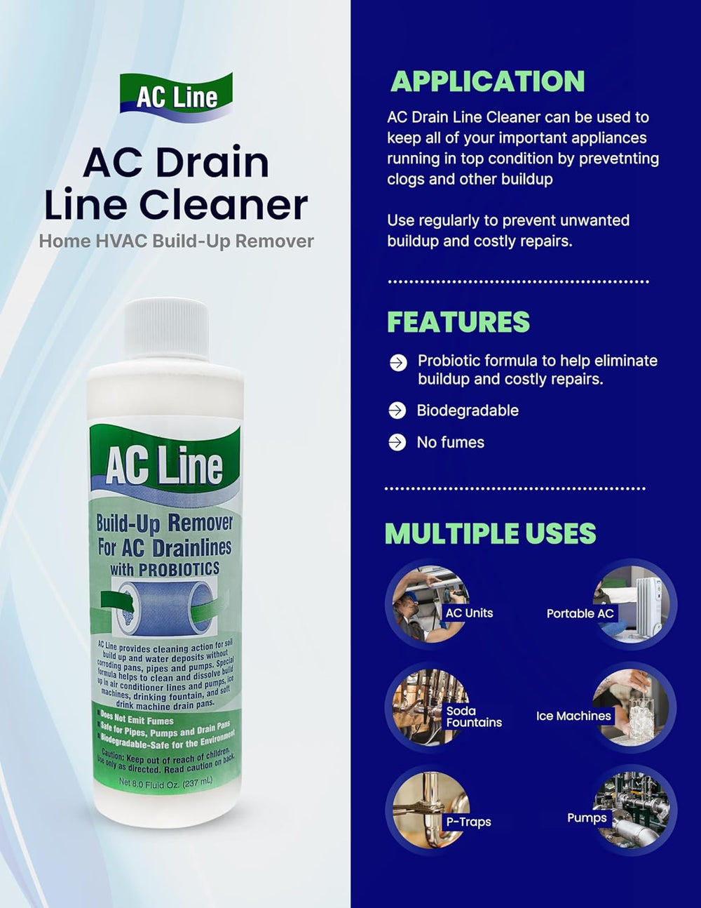 AC Drain Line Cleaner - 4 Pack / 12 Month Supply - Cleans HVAC drain lines, c...