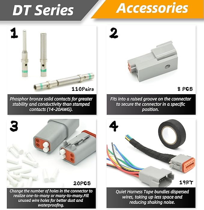 378 PCS DT Deutsch Series Waterproof Connector Kit, 2 3 4 6 8 12 Pin Connectors