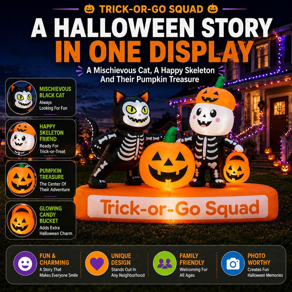 Toiyjofe 7FT Halloween Inflatables Trick-or-Treat Squad Yard Decoration