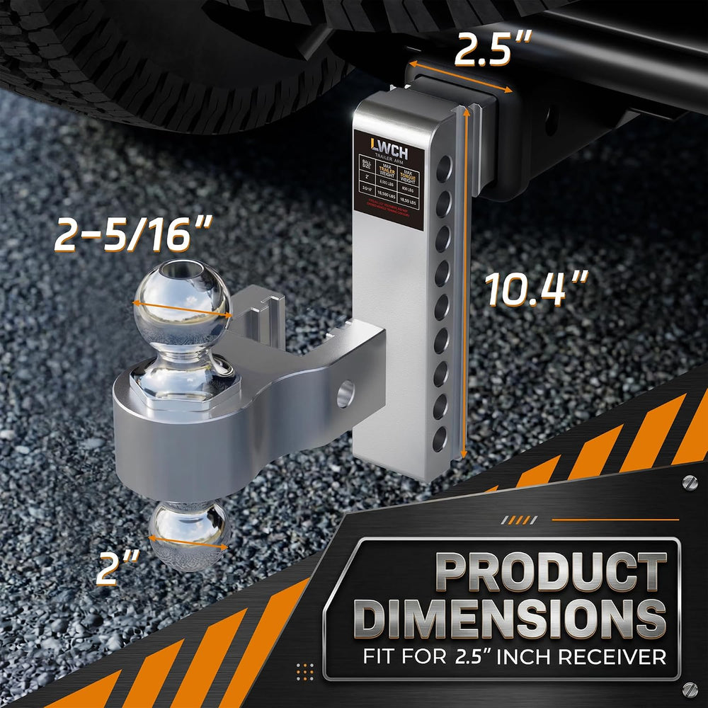 Adjustable Trailer Hitch for 2.5 Inch Receiver, 8 Inch Drop/Rise