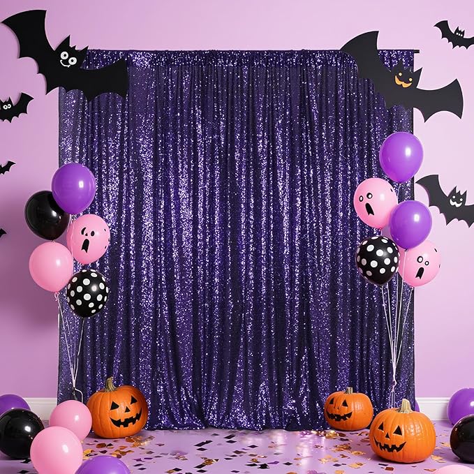 Poise3EHome Purple Sequin Backdrop, 10Ft x 10Ft Glitter Photography Backgroun...