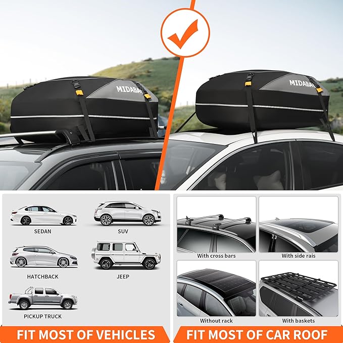 MIDABAO Waterproof Duty Car Roof Top Carrier-Car Cargo Roof Bag Car Roof Top