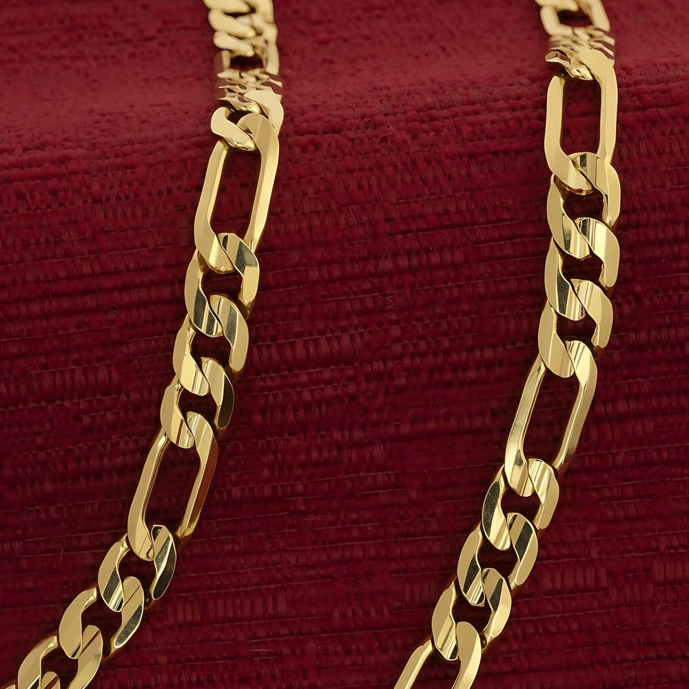 LIFETIME JEWELRY 7mm Gold Figaro Chain for Men & Women - 24k Real Gold Pl...