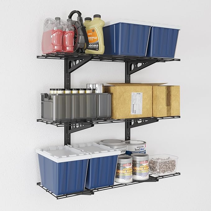 FLEXIMOUNTS 3 Tier 1x3ft Garage Storage Wall Shelving, 12x36inch per Shelf