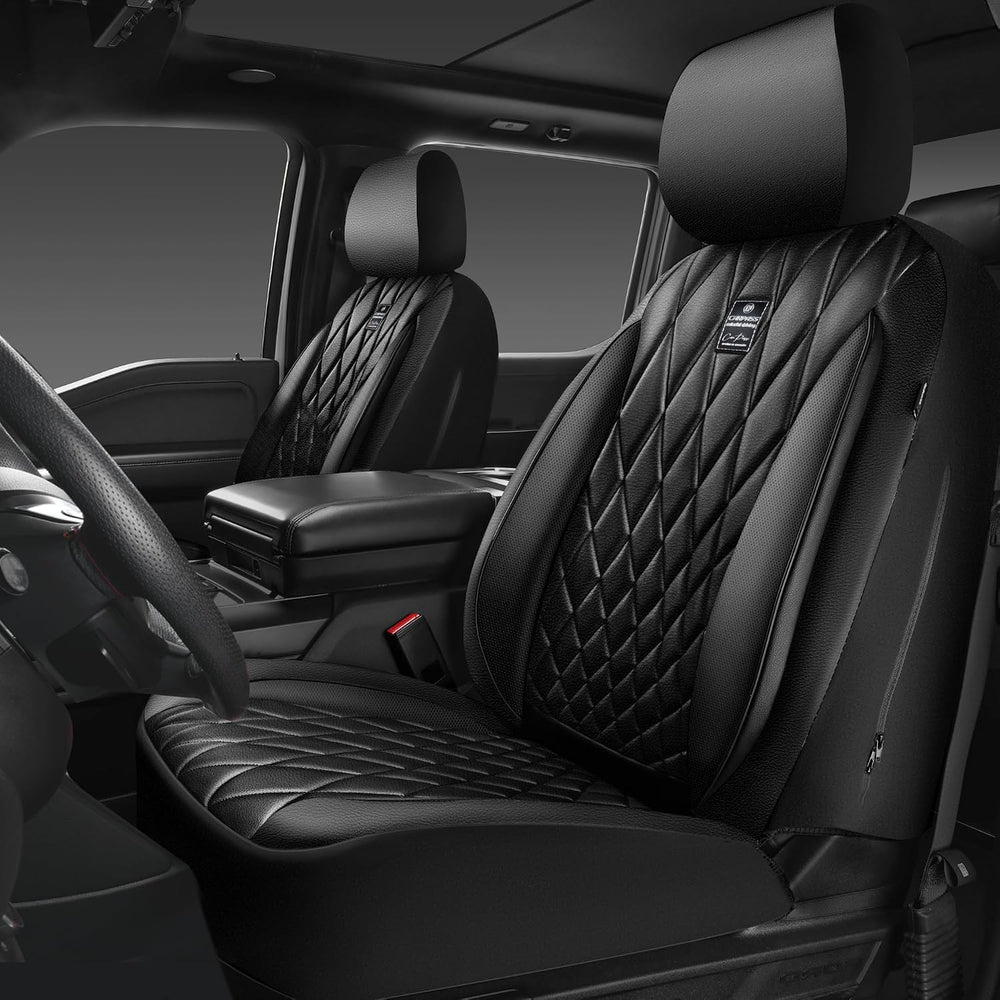 CAR PASS Piping Luxury Faux PU Leather Two Front Car Seat Covers, Waterproof ...