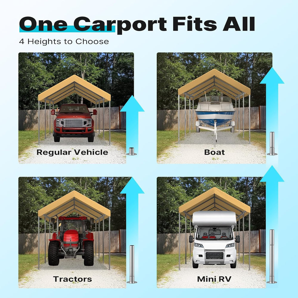 ADVANCE OUTDOOR 10x20 ft Heavy Duty Carport Potable Car Canopy Garage Party T...