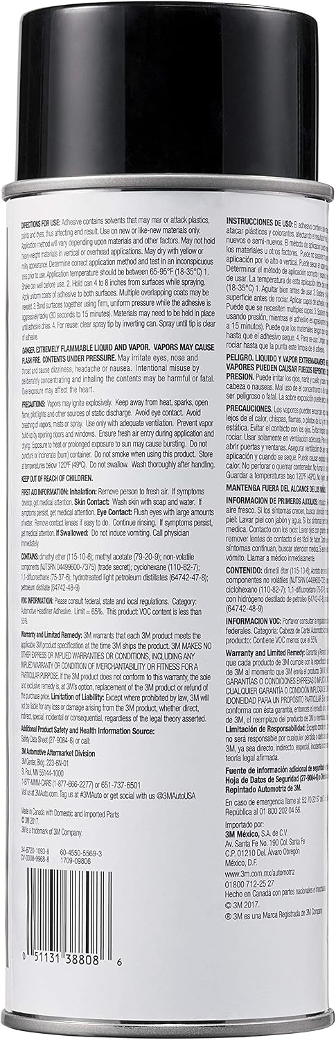 3M 38808 Headliner and Fabric Adhesive - 18.1 oz. - Case of 4