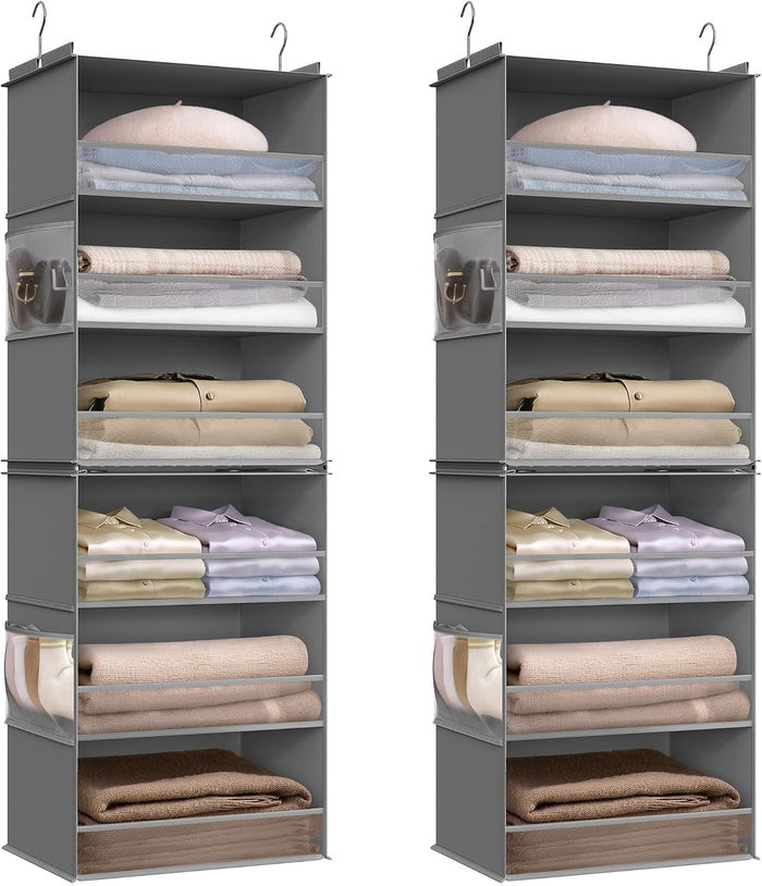 SONGMICS Widened Hanging Closet Organizer, 6-Tier, Separable,2 Pack