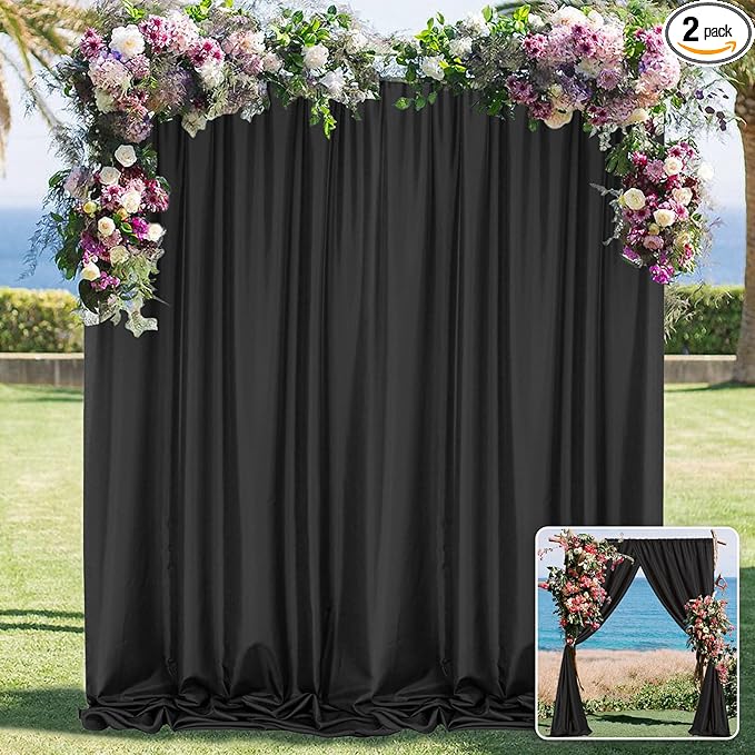 Black Backdrop Curtain for Party, Halloween Backdrop Rod Pocket Photo Drapes ...