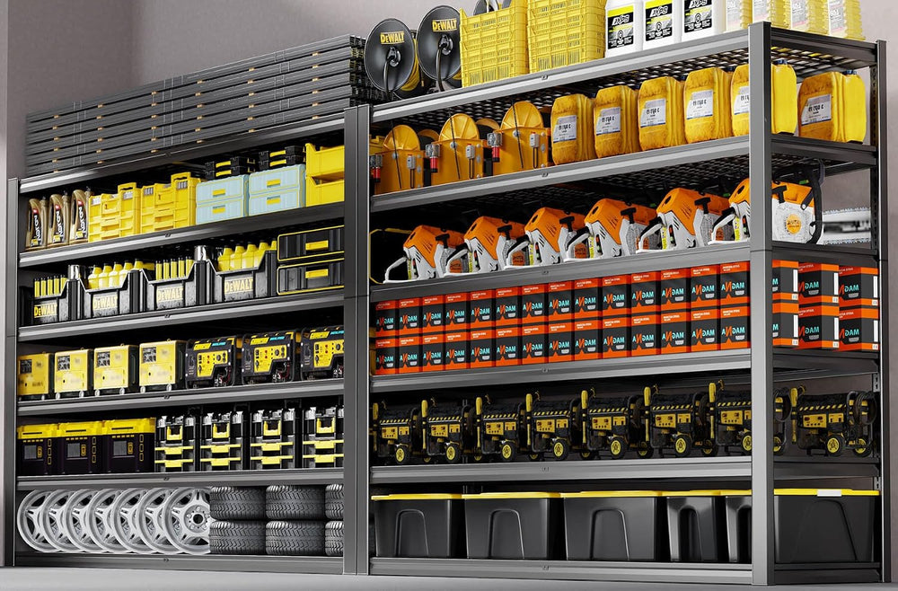 65" W Garage Shelving Heavy Duty, 6 Tier Garage Shelves, Adjustable Stor...