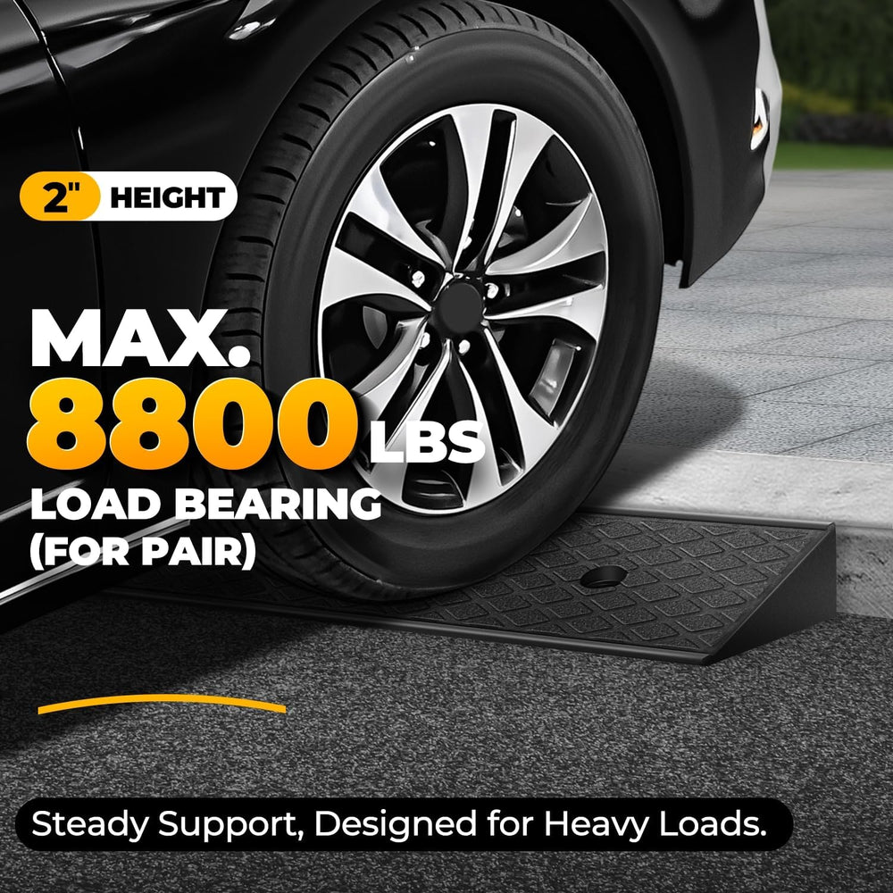 Auto Dynasty Rubber Curb Ramps, 2" Lift Height Curbside Driveway Ramp, 4...